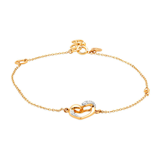 14KT Yellow Gold Piece of Heart Diamond Bracelet,,hi-res image number null