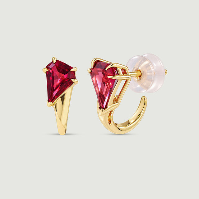 Sculptural Radiant Pink Garnet Hoop Earrings,,hi-res image number null