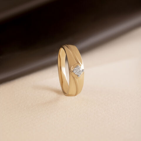 Twisted Vibe Gold & Diamond Finger Ring for Men