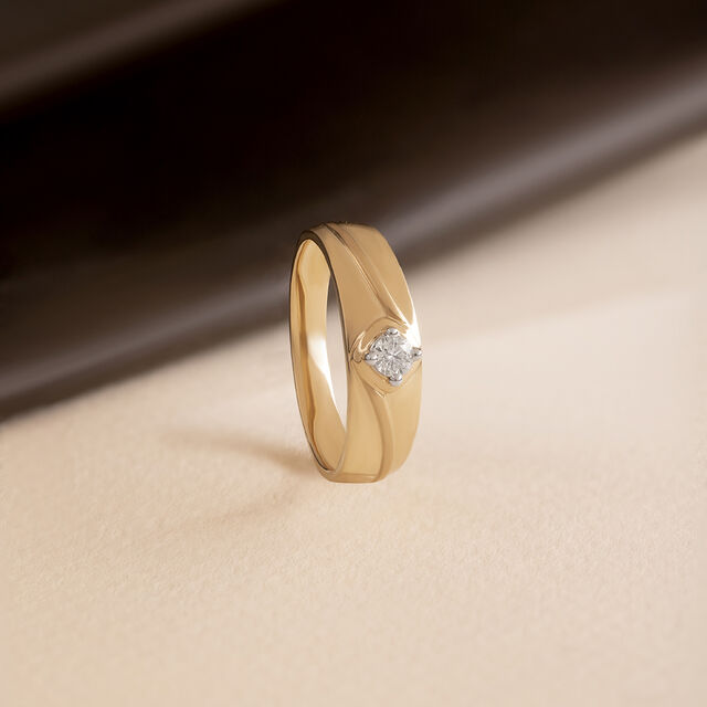 Twisted Vibe Gold & Diamond Finger Ring for Men,,hi-res image number null
