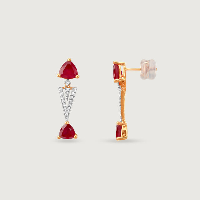 Crimson Aura Diamond Drop Earrings,,hi-res image number null