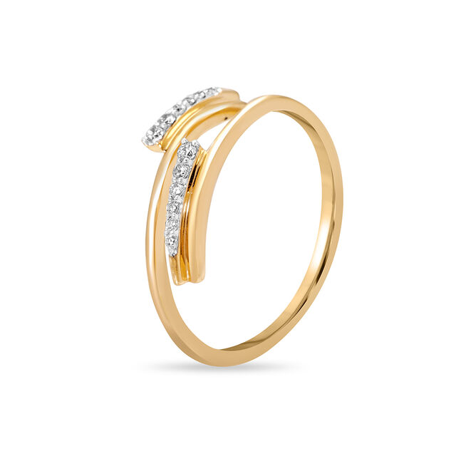 14KT Yellow Gold Sleek Disjointed Diamond Ring,,hi-res image number null