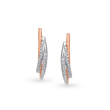 14KT White And Rose Gold Diamond Stud Earrings
