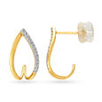 14KT Yellow Gold Diamond Hoop Earrings,,hi-res view 2