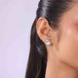 Luminous Facet Quartz Silver Stud Earrings,,hi-res view 2