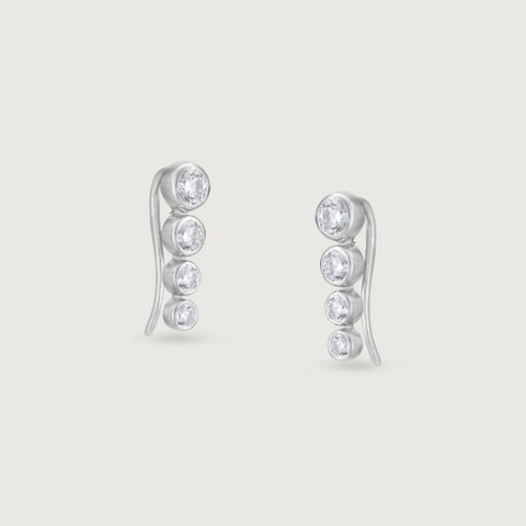 Radiant Line Silver Drop Earrings