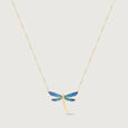 Enamel Dragonfly Gold Necklace,,hi-res view 3