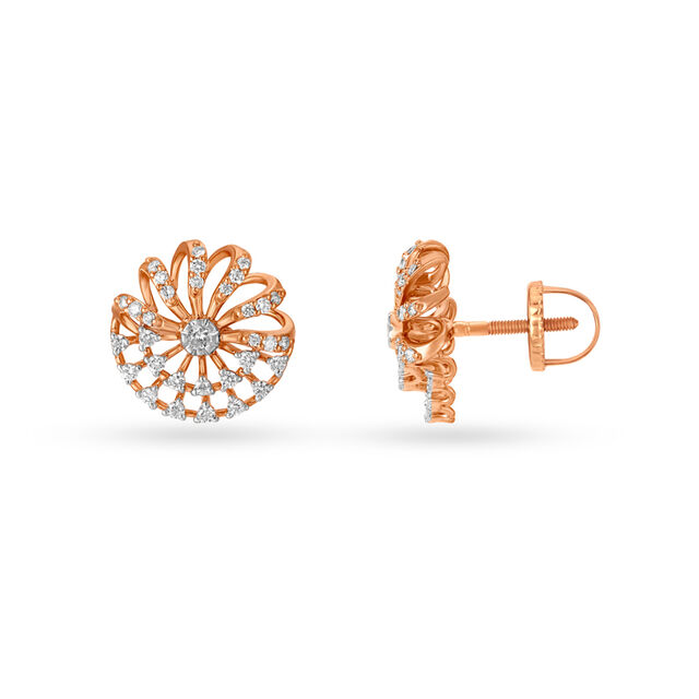 18KT Rose Gold Best Of Both Worlds Stud Earrings,,hi-res image number null