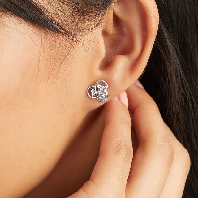 Trinity Of Blossoms Silver Stud Earrings,,hi-res image number null