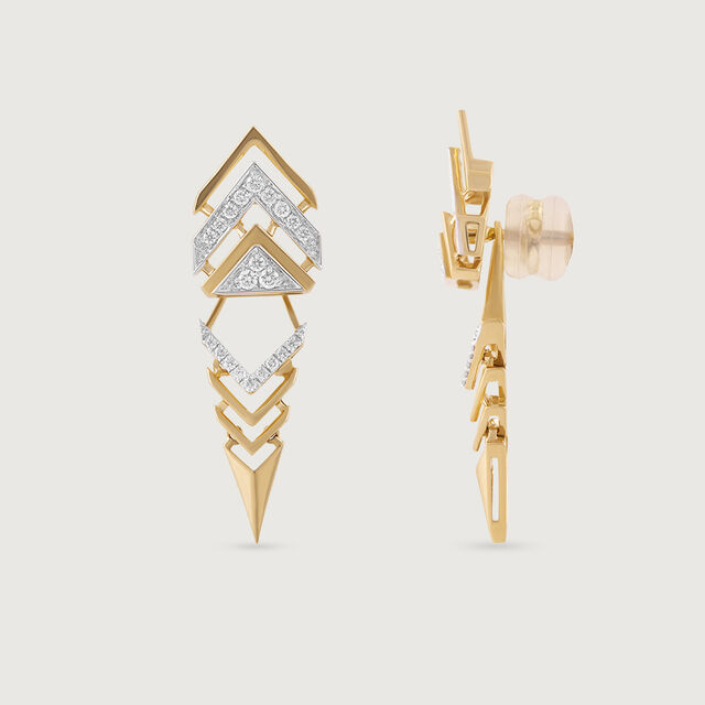 Zigzag Spark Gold & Diamond Drop Earrings,,hi-res image number null