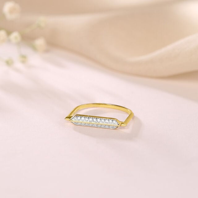 Bold Lines Gold & Diamond Ring,,hi-res image number null