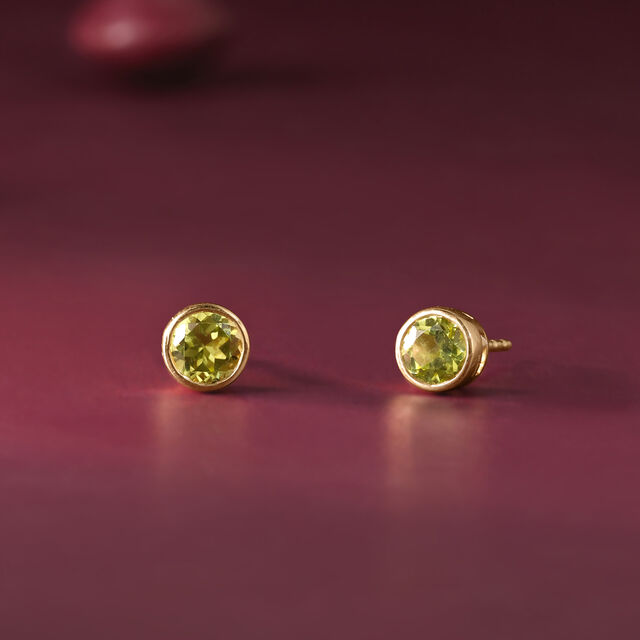 Radiant Soft Peridot Gold Stud Earrings,,hi-res image number null