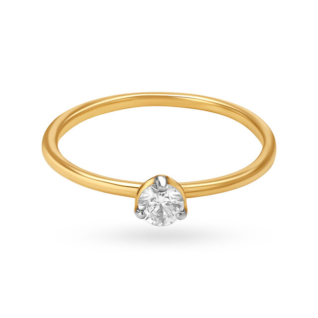 14KT Yellow Gold Finger Ring With Solitaire,,hi-res image number null