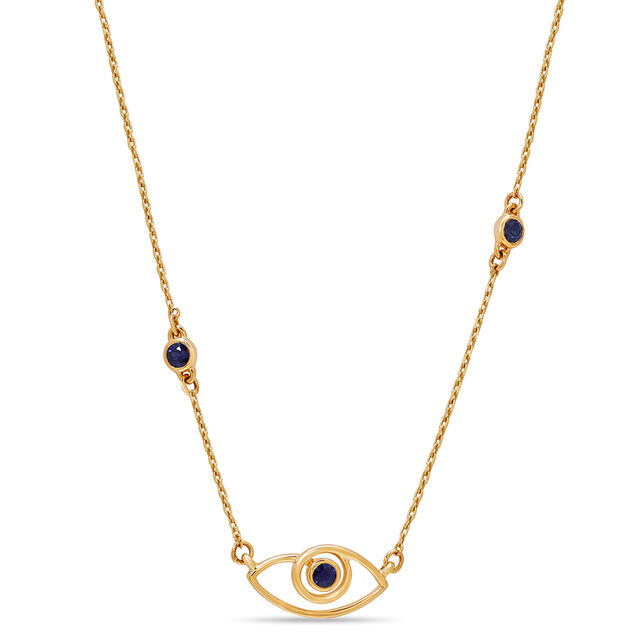 14KT Yellow Gold Minimalist Evil Eye Necklace,,hi-res image number null