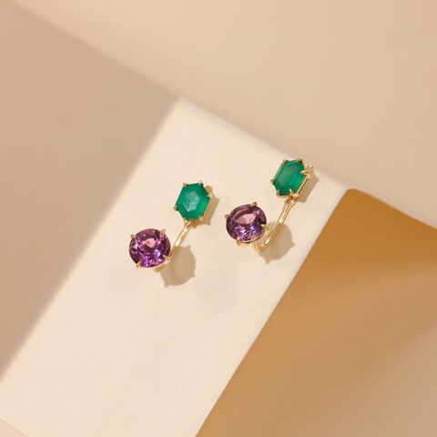 Versatile Detachable Amethyst and Onyx Stud Earrings