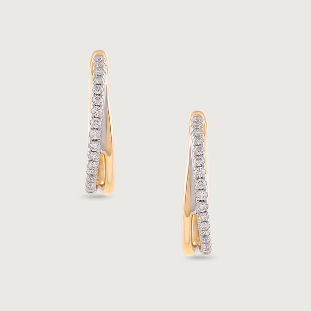 Elegant Radiant Gold & Diamond Hoop Earrings,,hi-res image number null