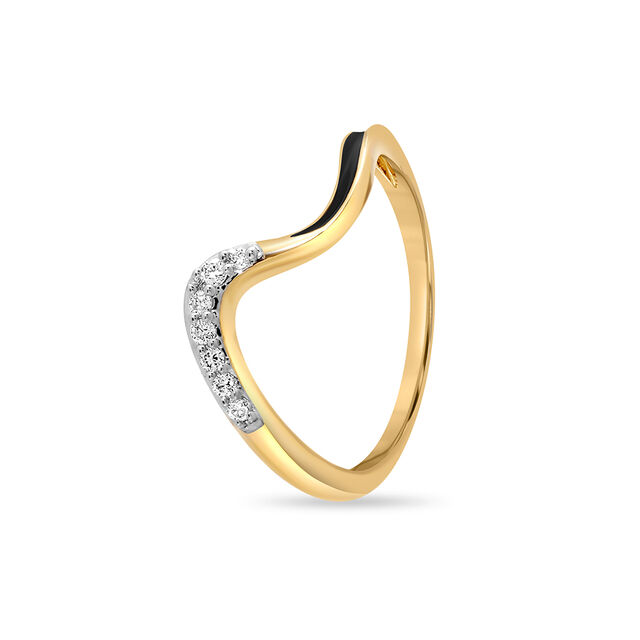 14KT Yellow Gold Wavy Diamond Ring,,hi-res image number null