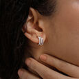 Gleaming Streak Diamond Hoop Earrings,,hi-res view 2