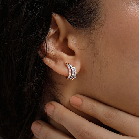 Gleaming Streak Diamond Hoop Earrings
