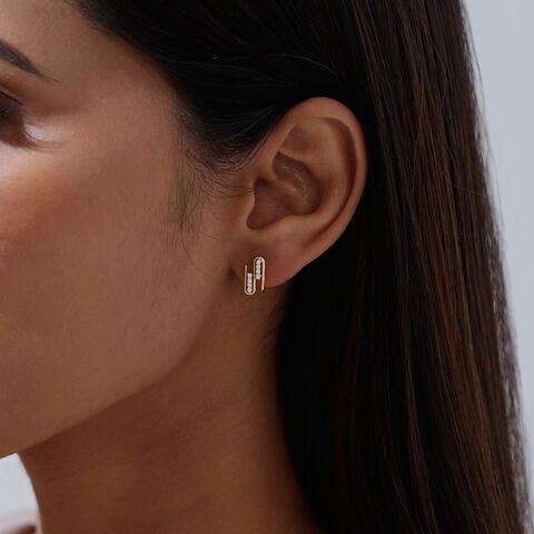 Sleek Parallel Diamond Hoop Earrings