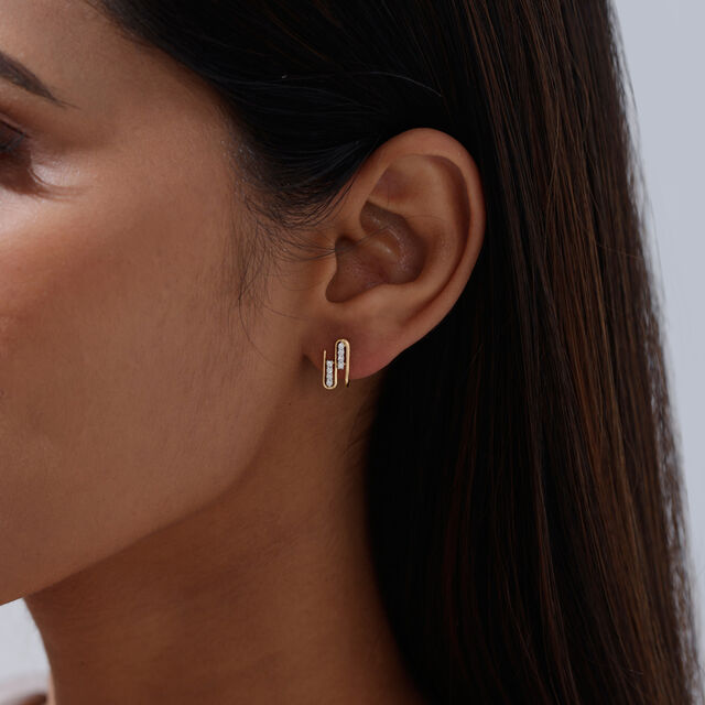 Sleek Parallel Diamond Hoop Earrings,,hi-res image number null