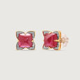 Scarlet Blooms Ruby & Diamond 14KT Stud Earrings,,hi-res view 4