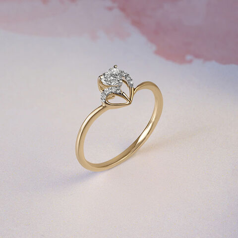 Heartfelt Radiance 14 kt Gold & Diamond Finger Ring