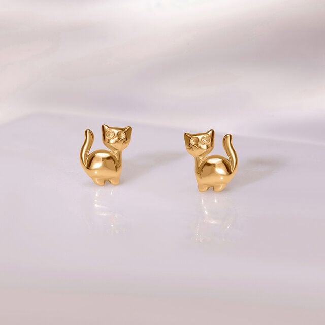 Kitty Couture 18KT Gold Stud Earrings,,hi-res image number null
