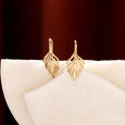 Flowing Leaf Gold Hoop Earrings,,hi-res view 1