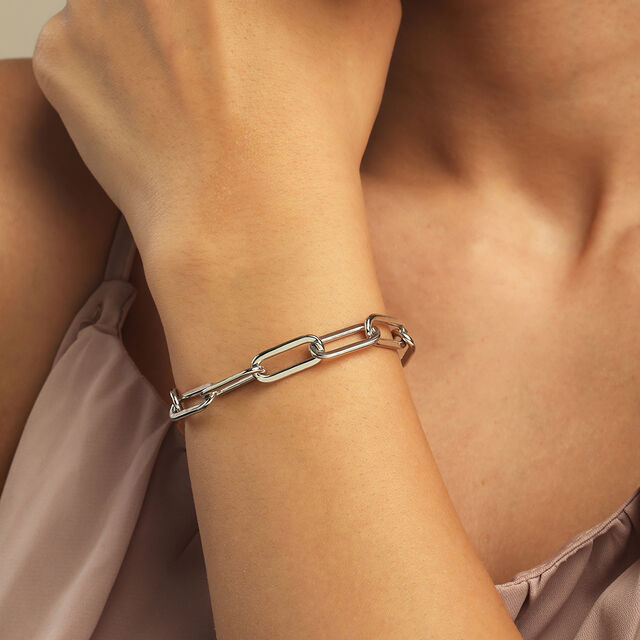 Modern Link Silver Bracelet,,hi-res image number null