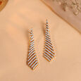 Geometric Glamour Gold & Diamond Drop Earrings,,hi-res view 1