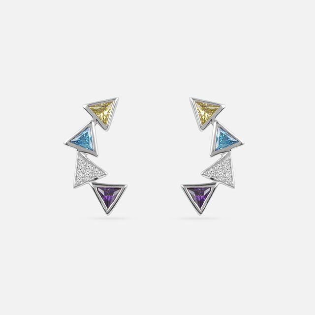 Electric Pop Silver Stud Earrings,,hi-res image number null