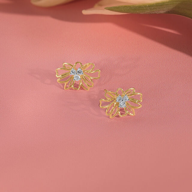 Doodle Flower Diamond Stud Earrings,,hi-res image number null