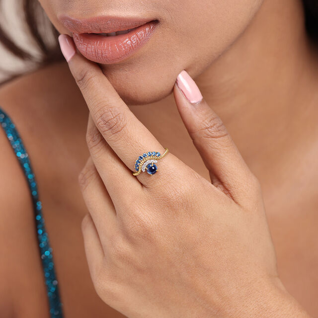 Bubbly Bliss 14KT Diamond & London Blue Topaz Finger Ring,,hi-res view 2