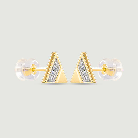 Sharp Faceted Diamond Stud Earrings
