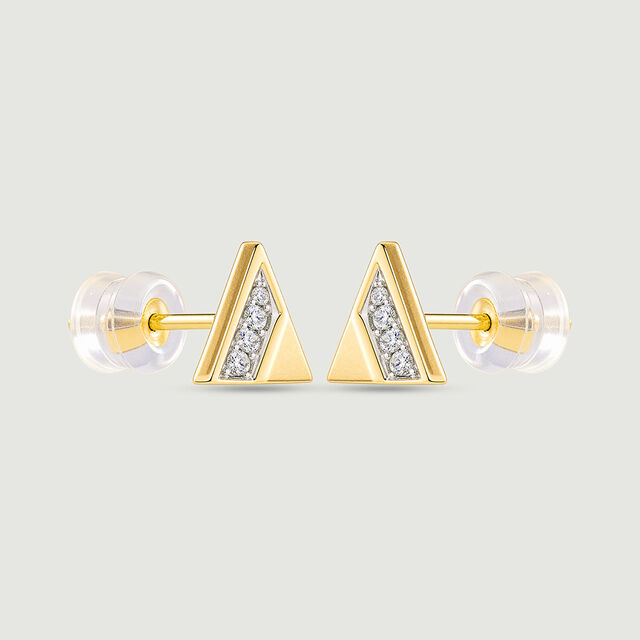 Sharp Faceted Diamond Stud Earrings,,hi-res image number null