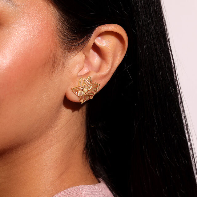 Playful Bloom Gold Stud Earrings,,hi-res image number null