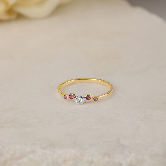 Pink Sapphire Sonata 14KT Gold & Diamond Ring,,hi-res image number null