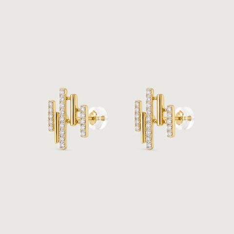 Dynamic Linear Diamond Stud Earrings