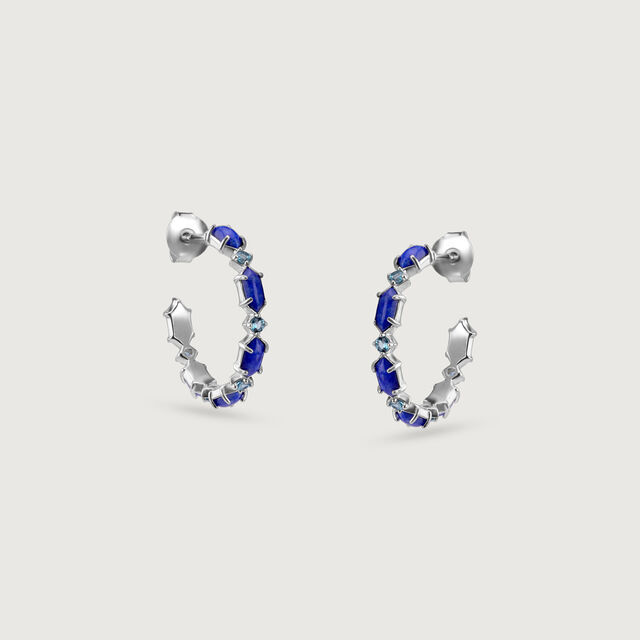Bold Artistic Silver Hoop Earrings,,hi-res image number null
