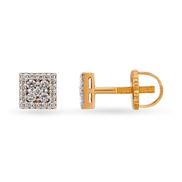 Diamond Stud Earrings in Geometric Design,,hi-res view 2