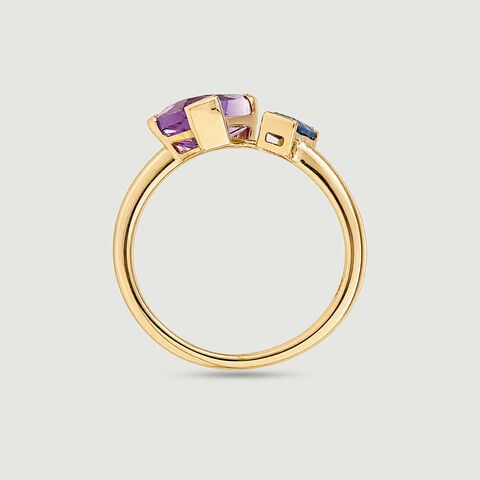 Sleek Faceted Amethyst and Topaz Ring