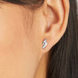 Serene Wave Silver Stud Earrings,,hi-res view 2