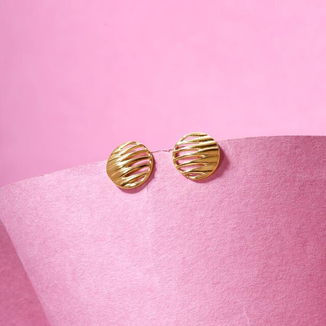 Linear Glow Gold Stud Earrings,,hi-res image number null