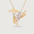 Starry Perfection 14KT Diamond and Pearl Pendant,,hi-res view 2
