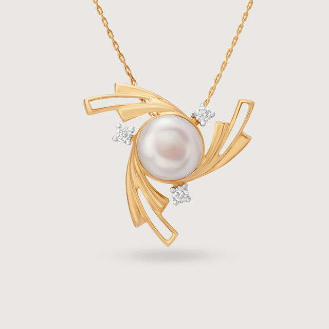 Starry Perfection 14KT Diamond and Pearl Pendant,,hi-res image number null
