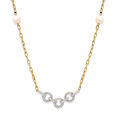 14KT Yellow Gold Diamond Interlocked Pearl Necklace,,hi-res view 3