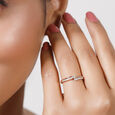 14KT Rose Gold Crossed Paths Diamond Finger Ring,,hi-res view 3