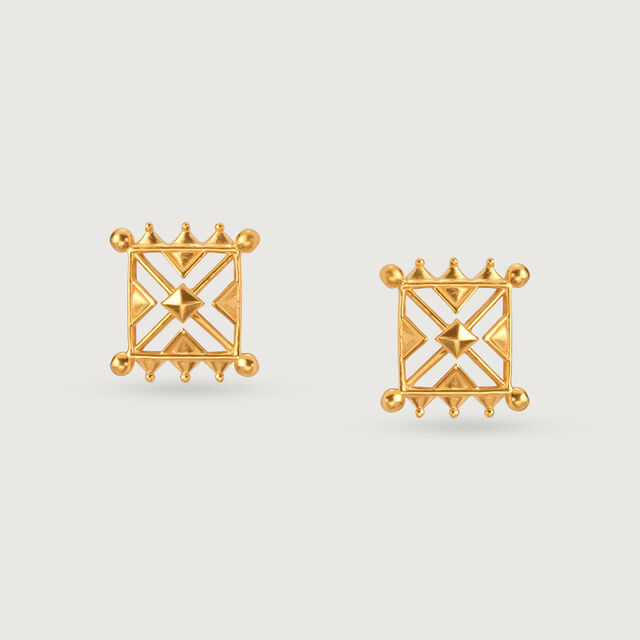 Warli Wonder 22KT Gold Stud Earrings,,hi-res image number null