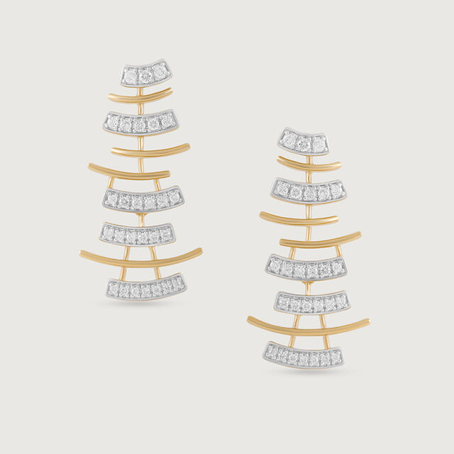Flash Weave Gold & Diamond Drop Earrings,,hi-res image number null